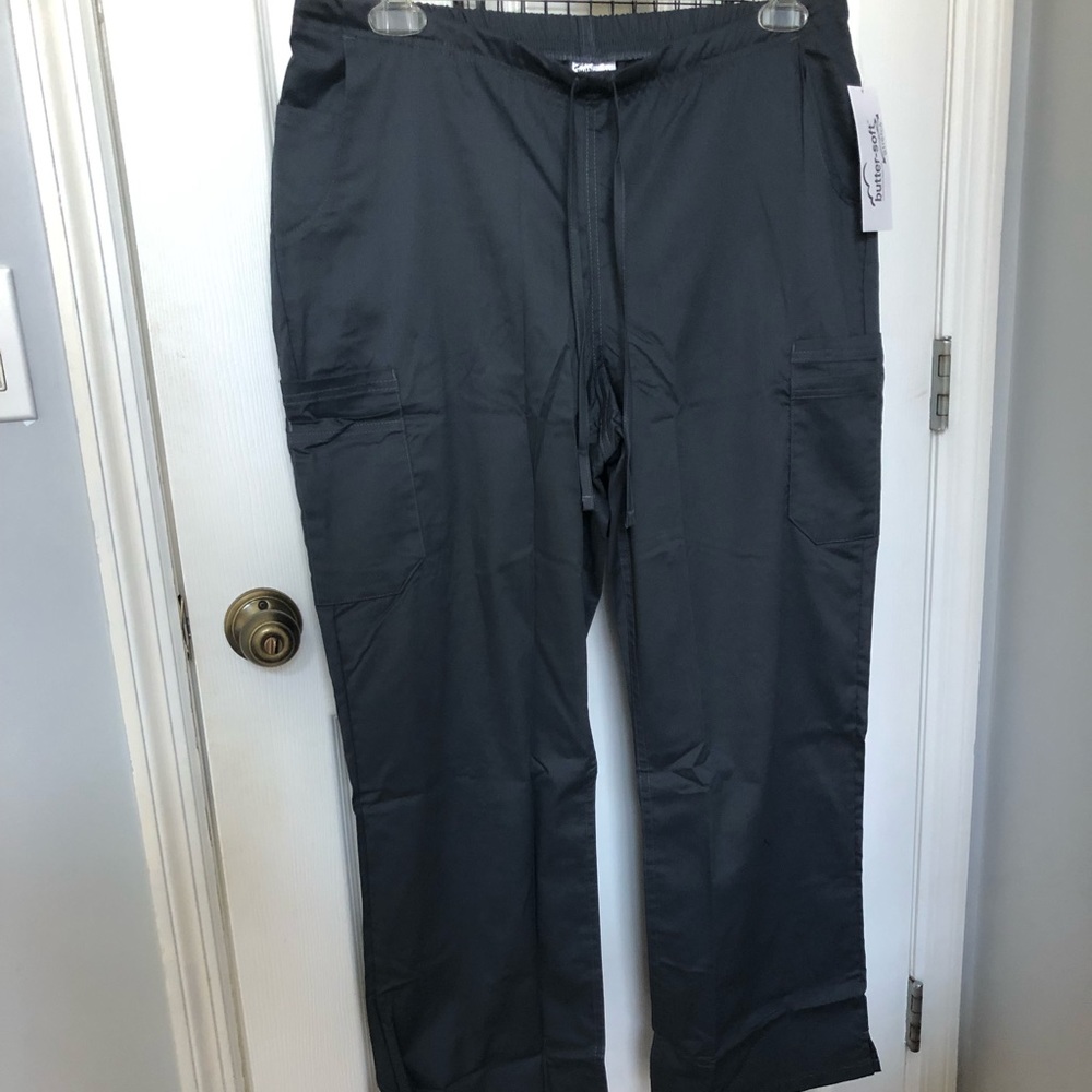 ButterSoft Scrubs Petite Grey Drawstring Waist L